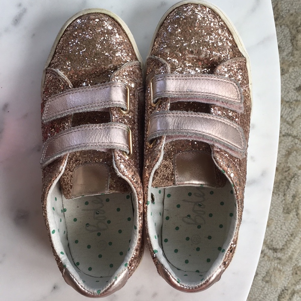 Mini Boden Rose Gold Glitter Low Tops